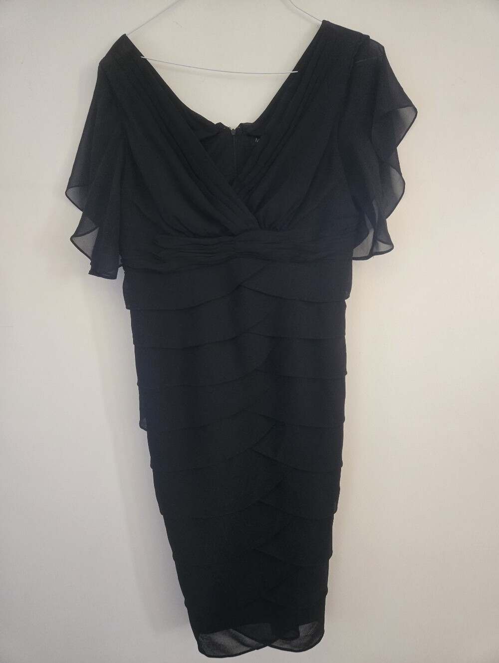 Michel Antoni Collection Black Chiffon Tiered Cocktail Dress Size 14W